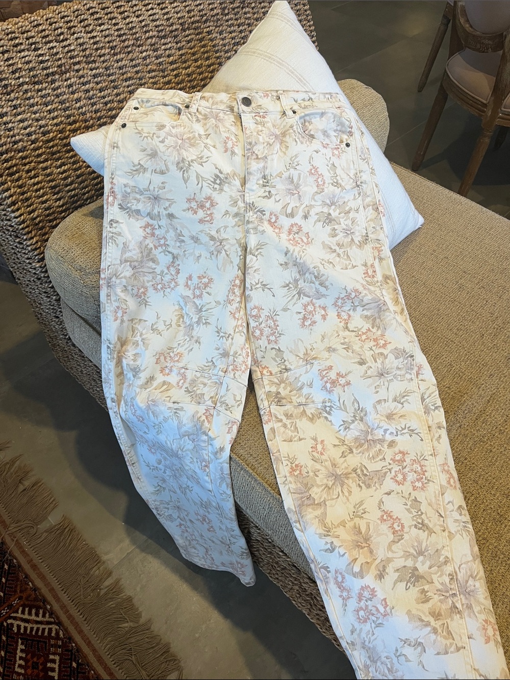 Straight Leg Floral Jeans in Cream and Blush. Girly and cute.